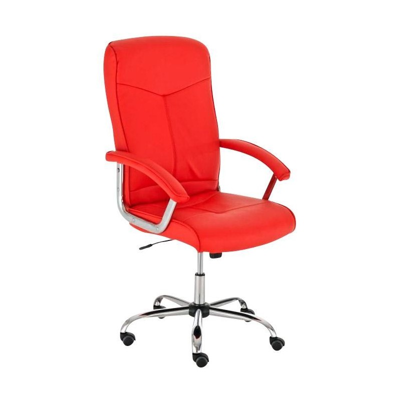 Sillón de oficina BARNI, estructura metálica, en piel color Negro