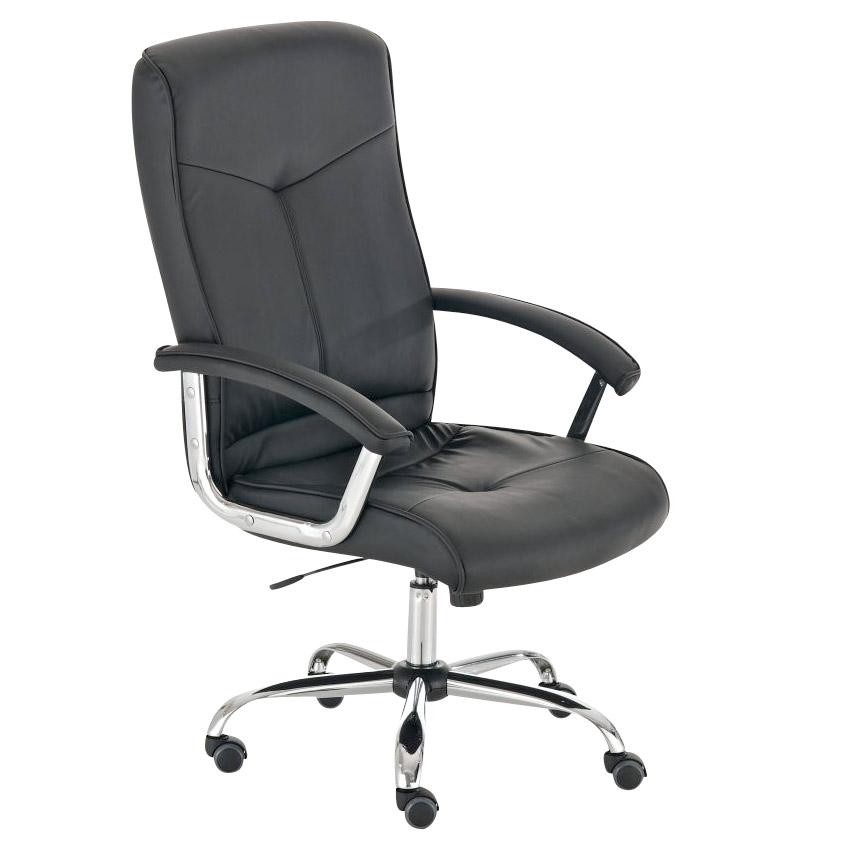Silla de oficina BARNI, muy robusta, estructura metálica, mecanismo basculante, en piel color Negro