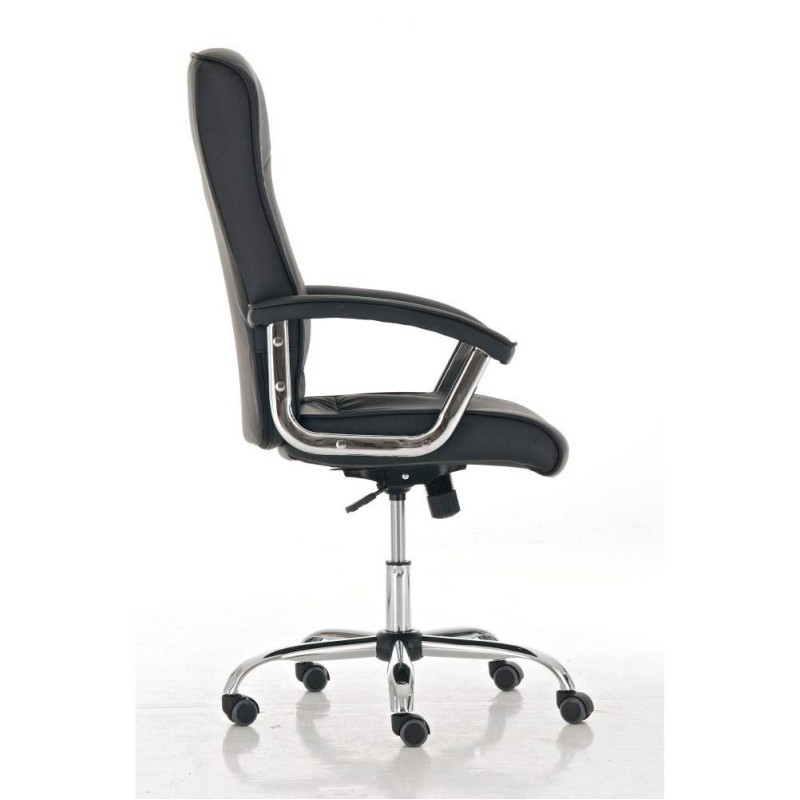 Sillón de oficina BARNI, estructura metálica, en piel color Negro