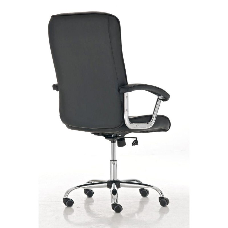 Sillón de oficina BARNI, estructura metálica, en piel color Negro