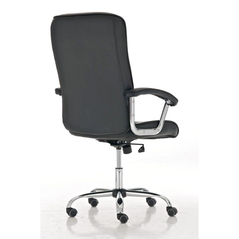 Silla de oficina BARNI, muy robusta, estructura metálica, mecanismo basculante, en piel color Negro