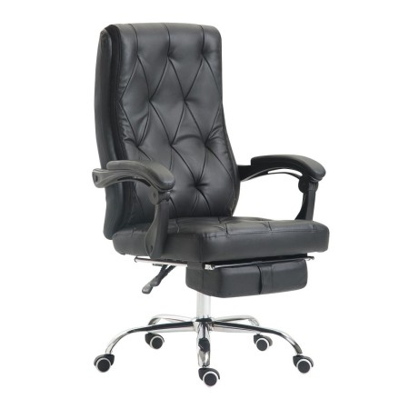 Sillón de Oficina BENETY, Reposapiés Extensible, en Piel color Negro