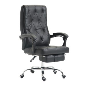 Sillón de Oficina BENETY, Reposapiés Extensible, en Piel color Negro