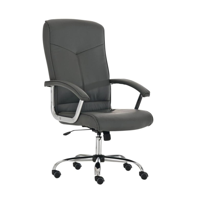 Sillón de oficina BARNI, estructura metálica, en piel color Negro