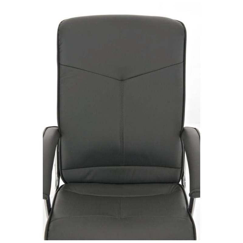Sillón de oficina BARNI, estructura metálica, en piel color Negro