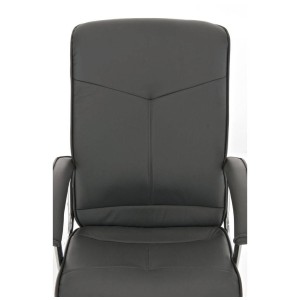 Sillón de oficina BARNI, estructura metálica, en piel color Negro