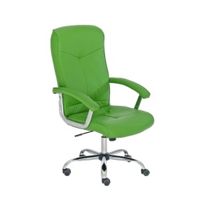 Sillón de oficina BARNI, estructura metálica, en piel color Negro