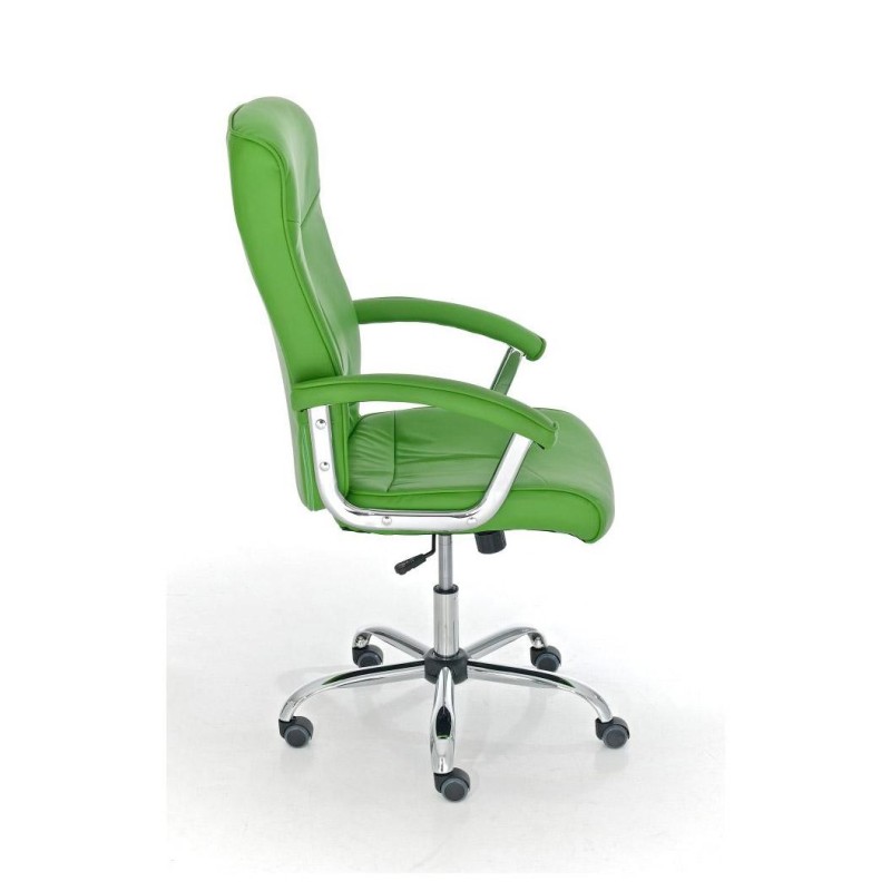 Sillón de oficina BARNI, estructura metálica, en piel color Negro