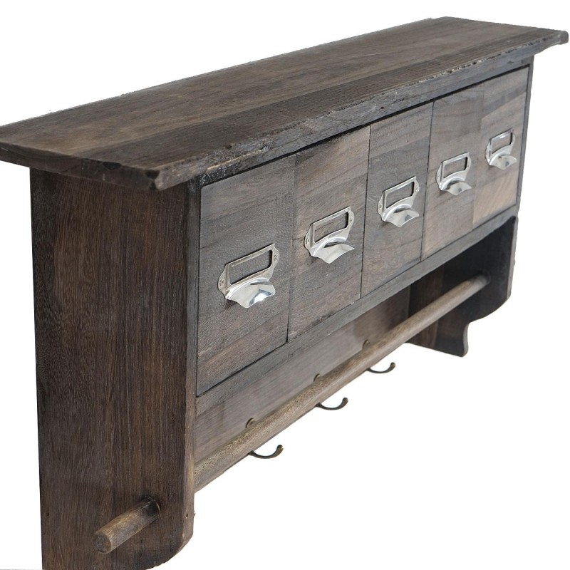 Perchero de madera RITA, diseño vintage, color marrón