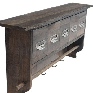 Perchero de madera RITA, diseño vintage, color marrón