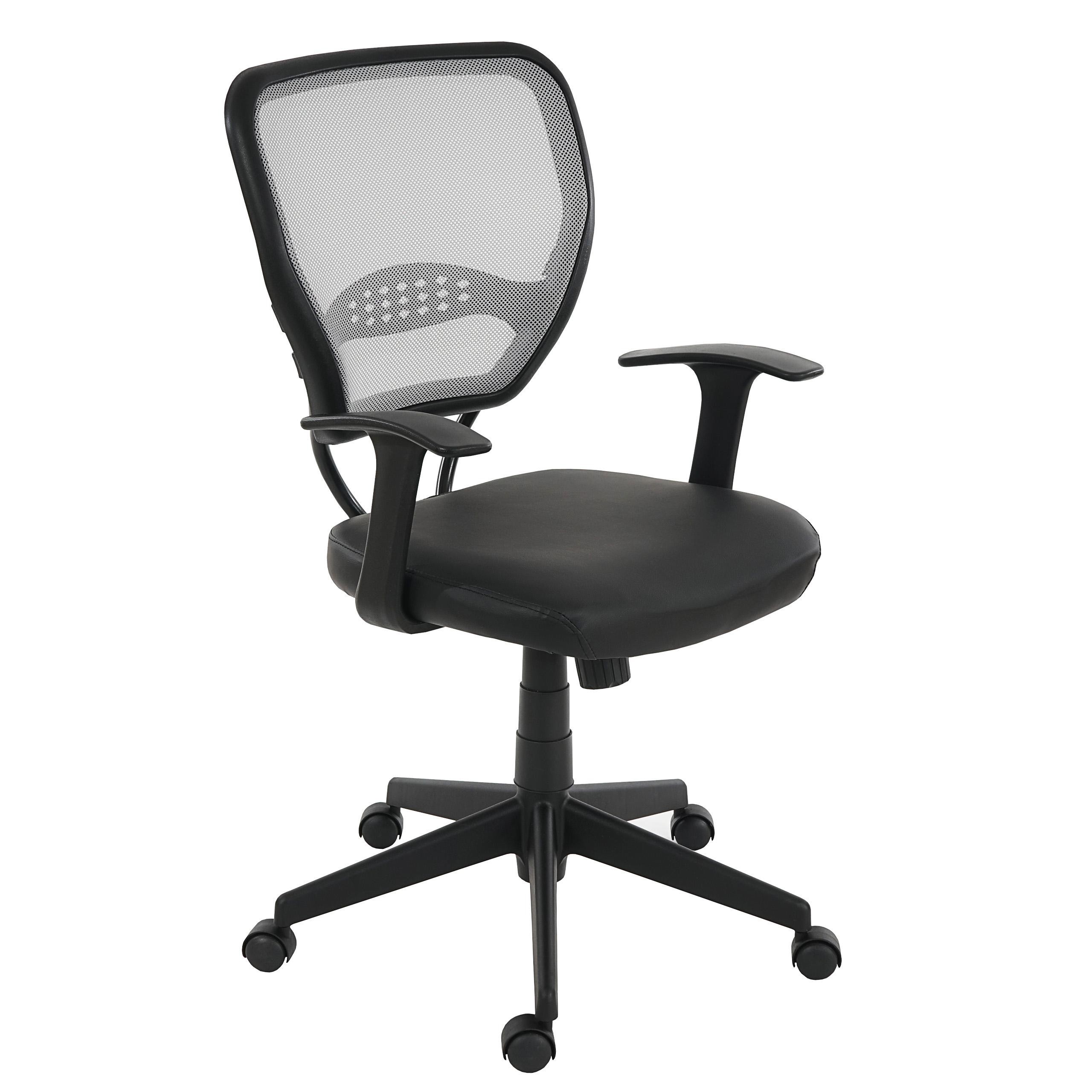 Silla de Oficina XXL (Hasta 150kg) TENOYA BASE con Reposabrazos, Respaldo en malla, Color Negro