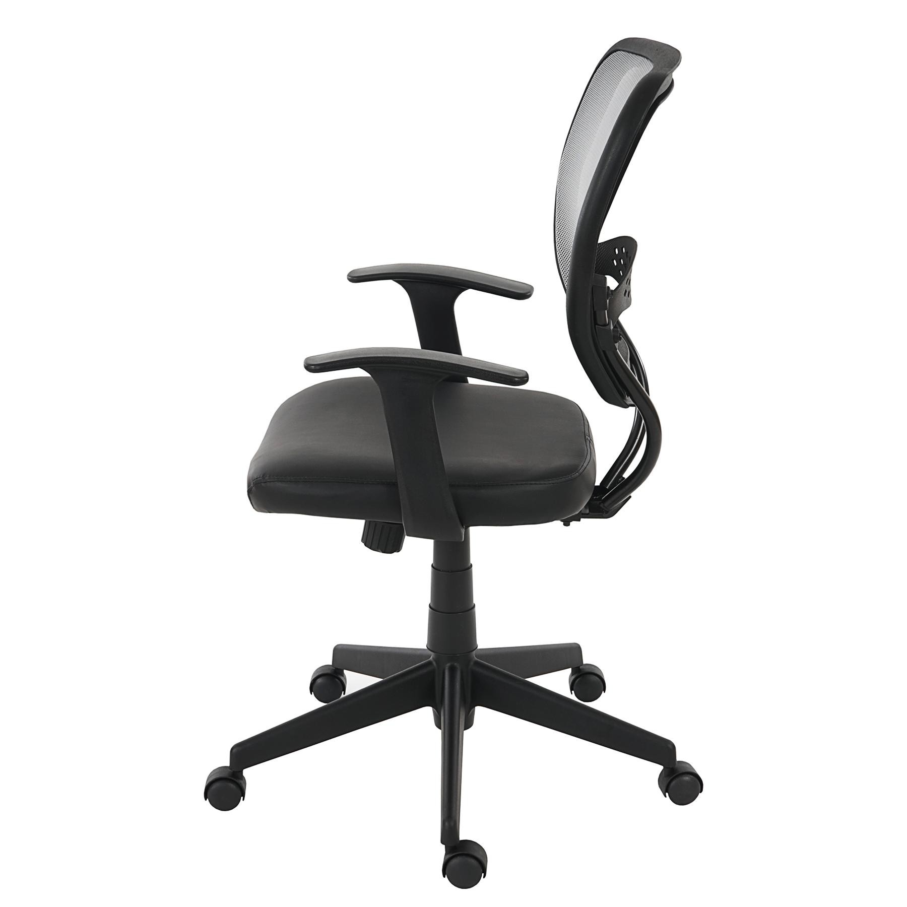 Silla de Oficina XXL (Hasta 150kg) TENOYA BASE con Reposabrazos, Respaldo en malla, Color Negro