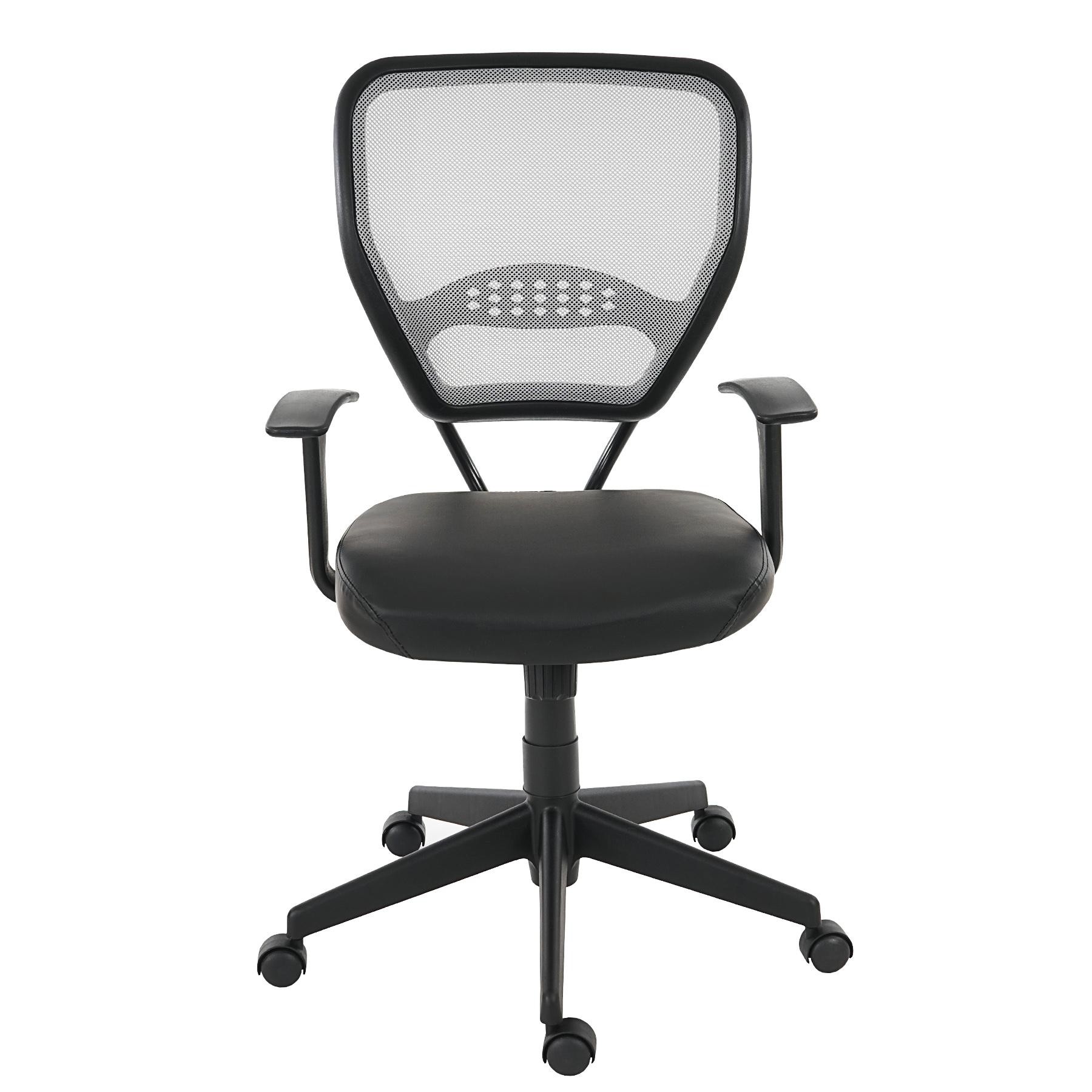 Silla de Oficina XXL (Hasta 150kg) TENOYA BASE con Reposabrazos, Respaldo en malla, Color Negro