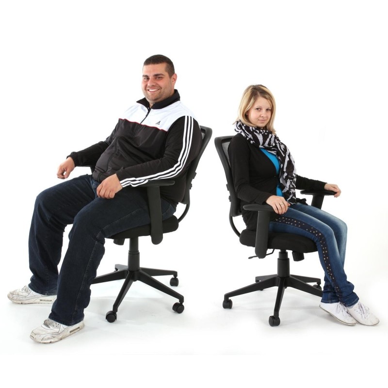 Silla de oficina XXL TENOYA BASE (Reposabrazos) gran acolchado, en malla negra