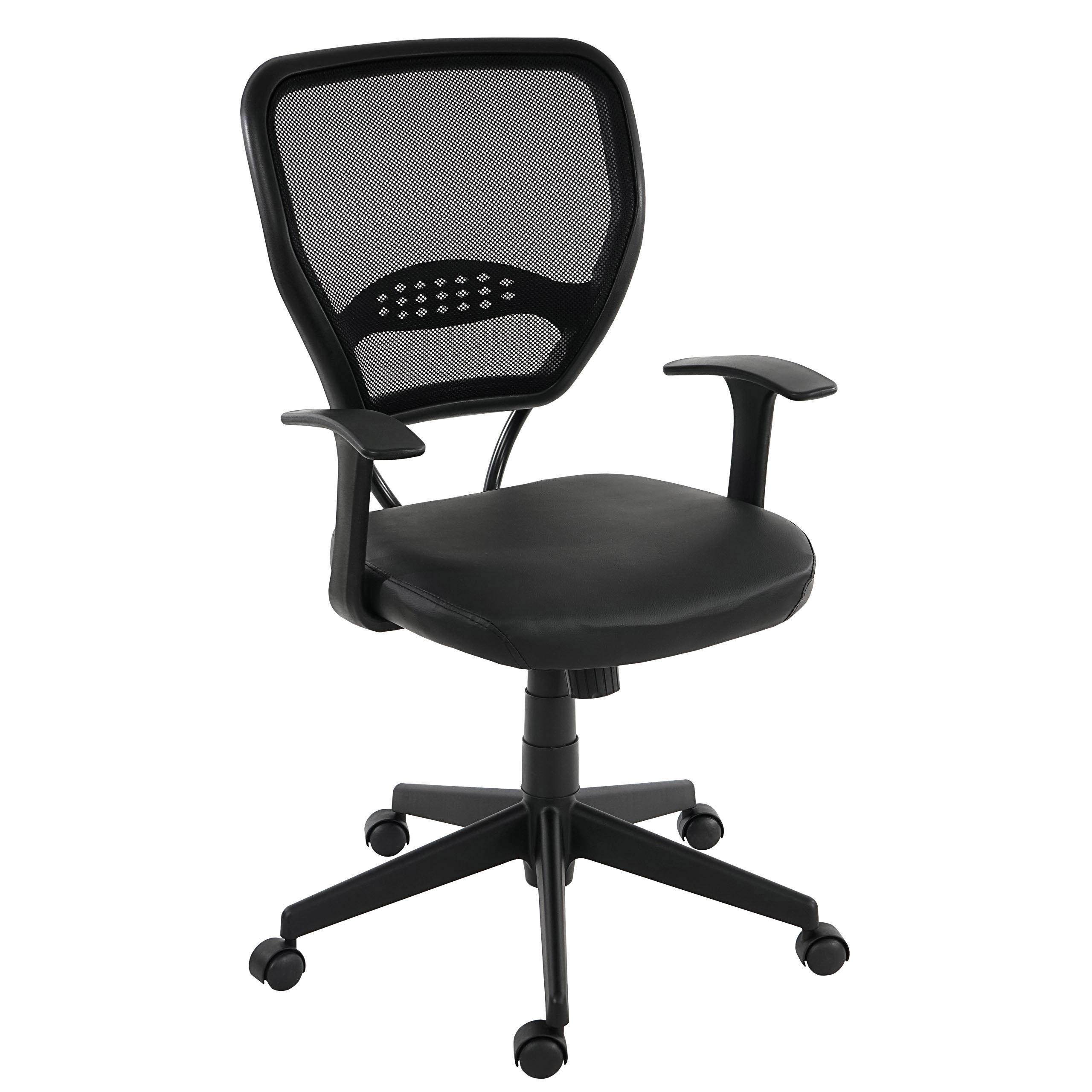 Silla de Oficina XXL (Hasta 150kg) TENOYA BASE con Reposabrazos, Respaldo en malla, Color Negro