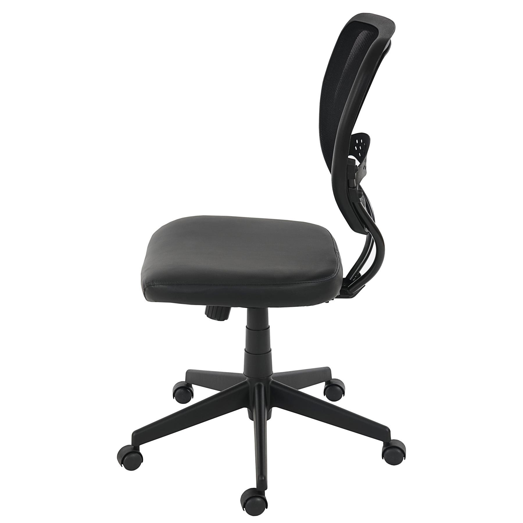 Silla de Oficina XXL (hasta 150kg) sin Apoyabrazos TENOYA BASE, Respaldo en malla, Color Negro