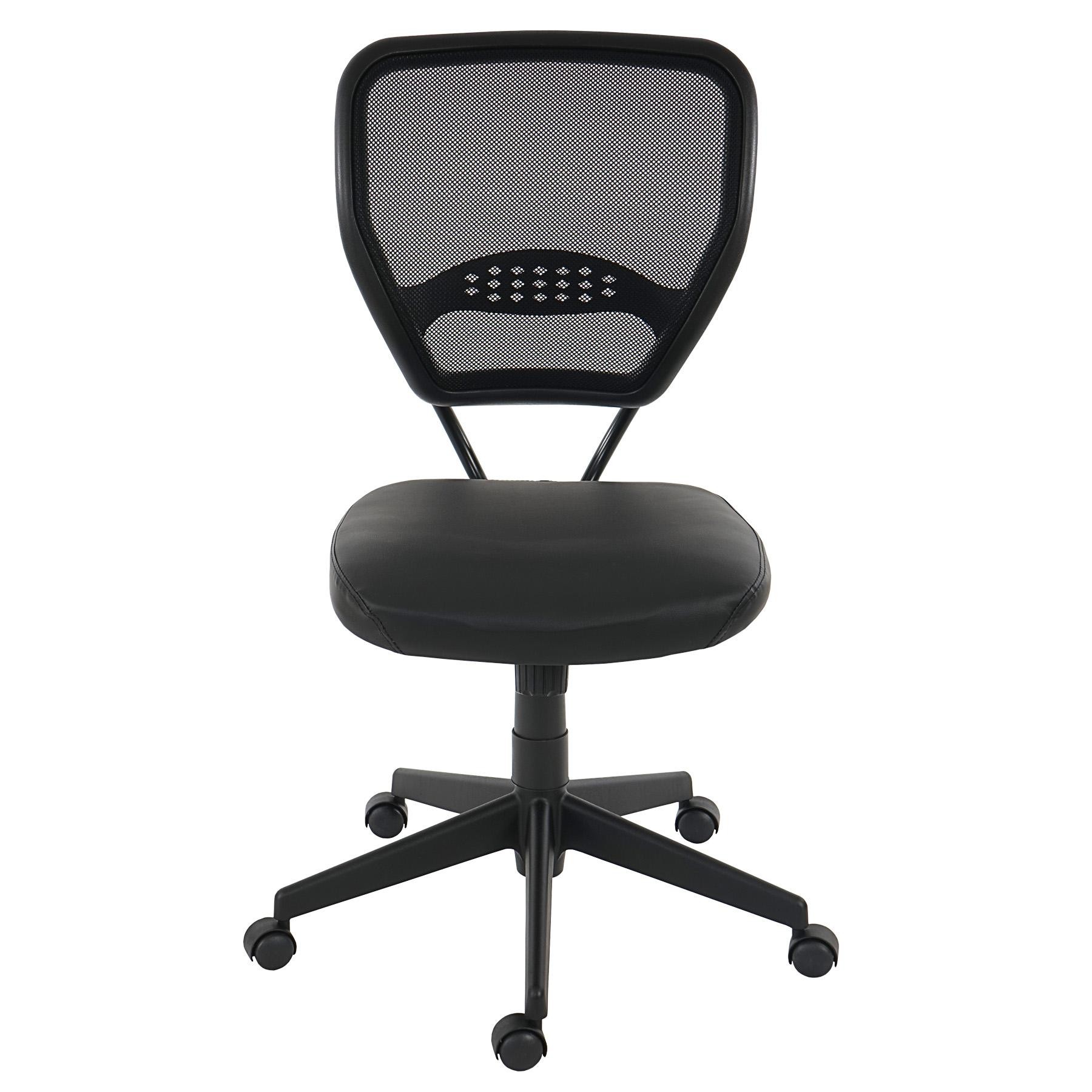 Silla de Oficina XXL (hasta 150kg) sin Apoyabrazos TENOYA BASE, Respaldo en malla, Color Negro