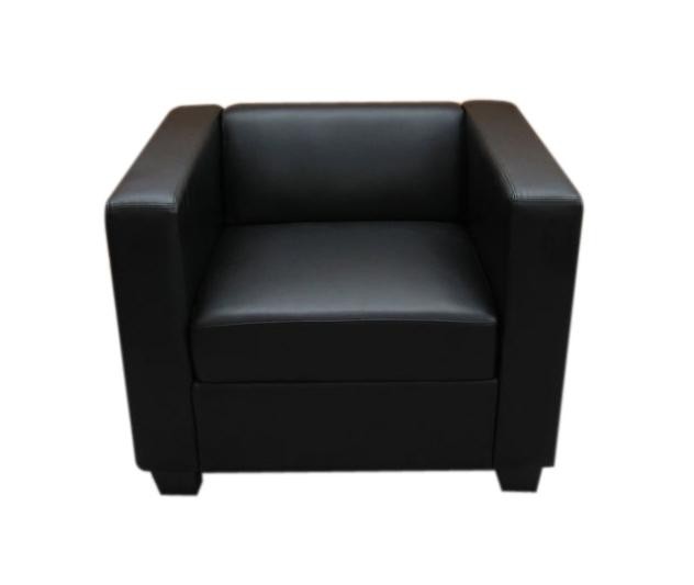 Sillón de 1 plaza BASILIO, Diseño Elegante, Gran Confort, en Piel, Color Negro