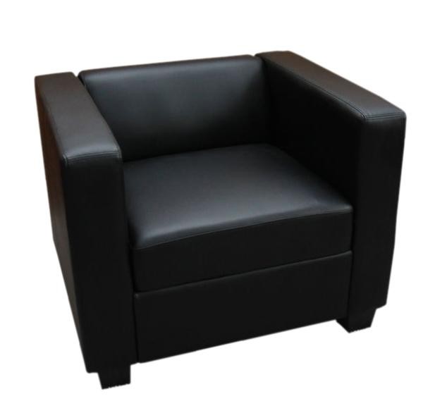 Sillón de 1 plaza BASILIO, Diseño Elegante, Gran Confort, en Piel, Color Negro