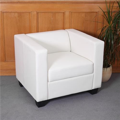 Sillón de 1 plaza BASILIO, Diseño Elegante, Gran Confort, en Piel, Color Negro