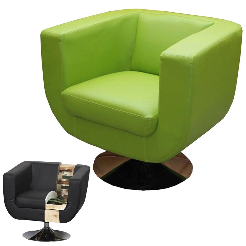 Sillón de Diseño TREVISO II, gran confort y estilo, piel color negro