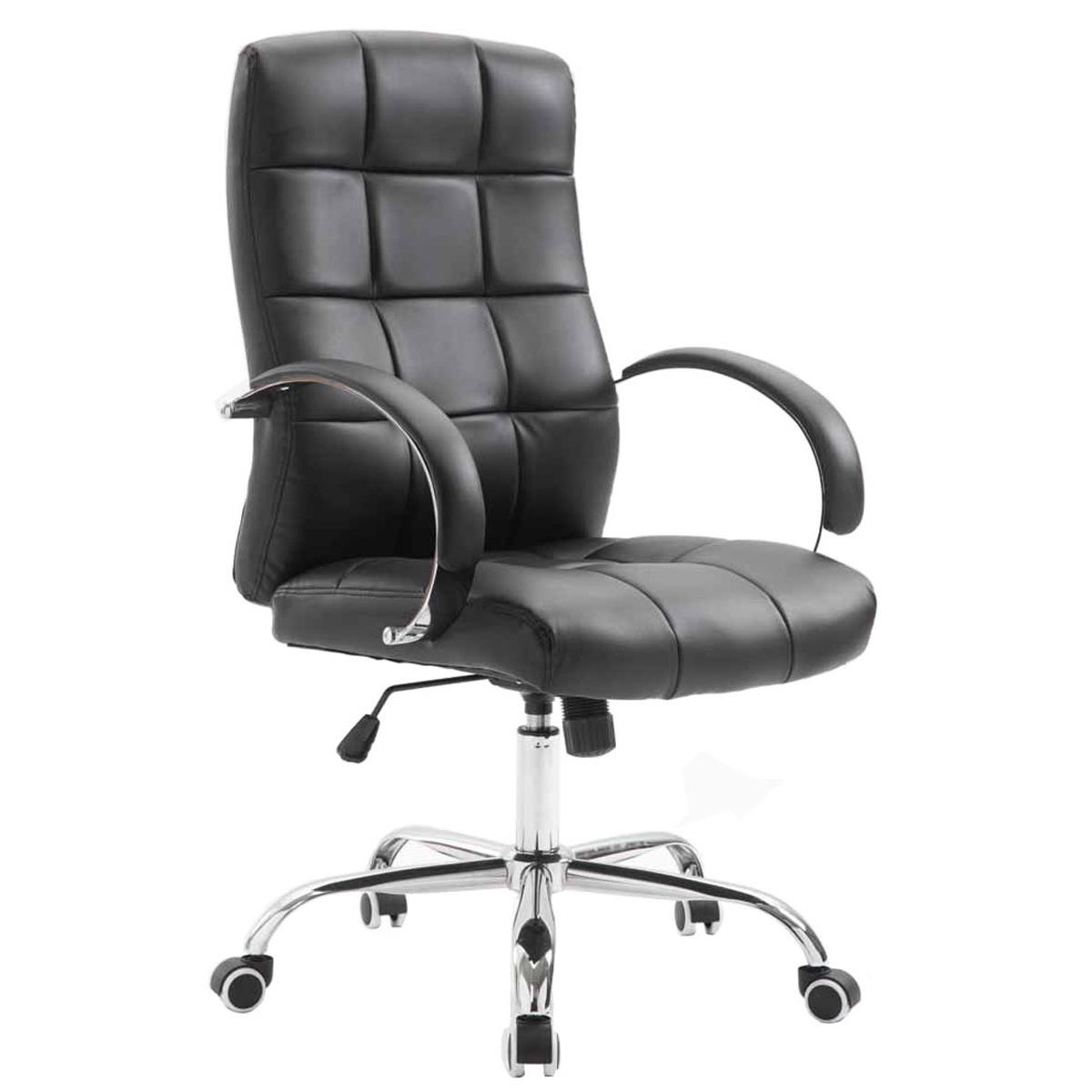 Sillón de oficina LISBOA, Gran calidad, estrucuta metálica, tapizada en piel color Negro
