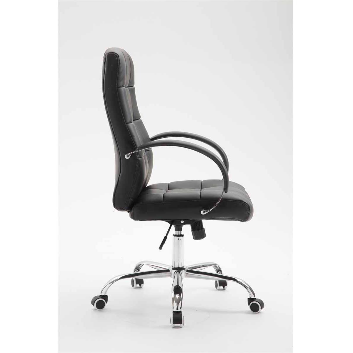 Sillón de oficina LISBOA, Gran calidad, estrucuta metálica, tapizada en piel color Negro