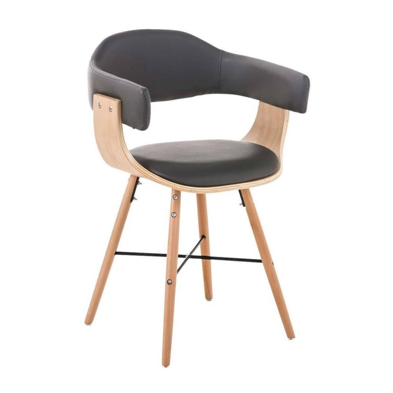 Silla modelo BARRY, gran diseño vanguardista, en madera y piel, color negro