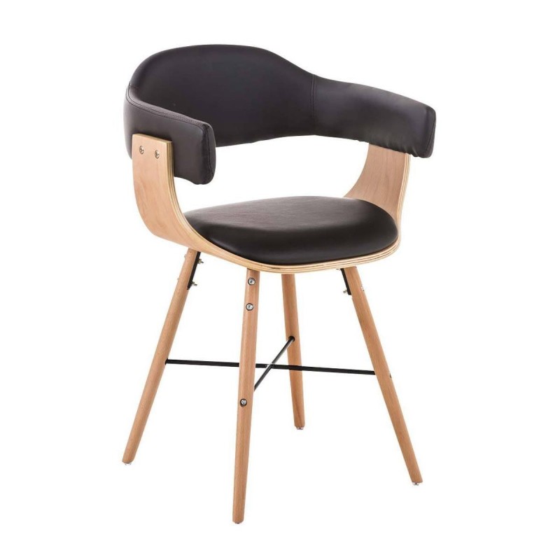 Silla modelo BARRY, gran diseño vanguardista, en madera y piel, color negro