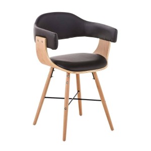 Silla modelo BARRY, gran diseño vanguardista, en madera y piel, color negro