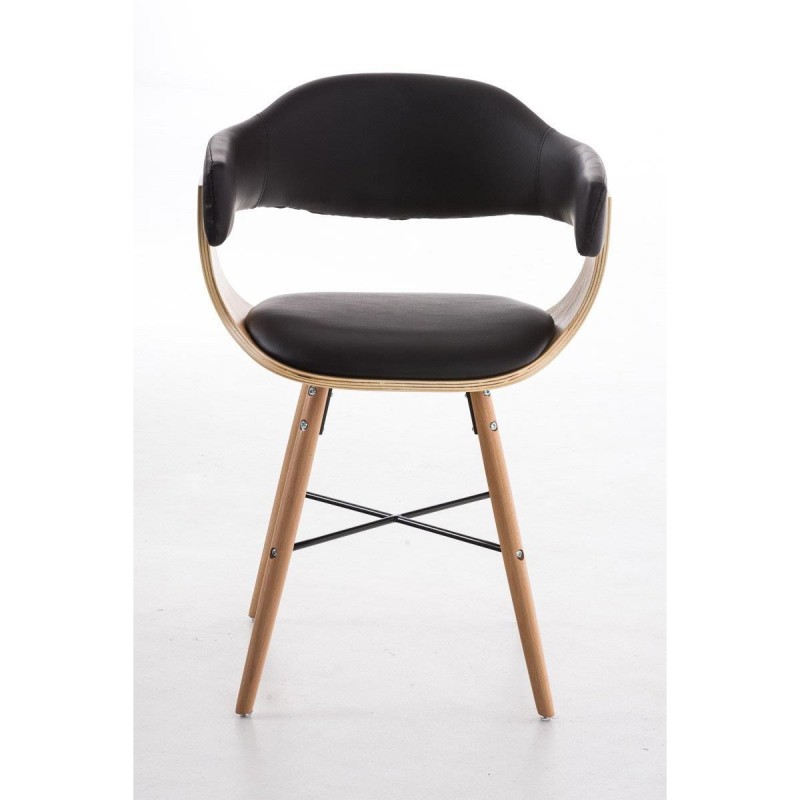 Silla modelo BARRY, gran diseño vanguardista, en madera y piel, color negro