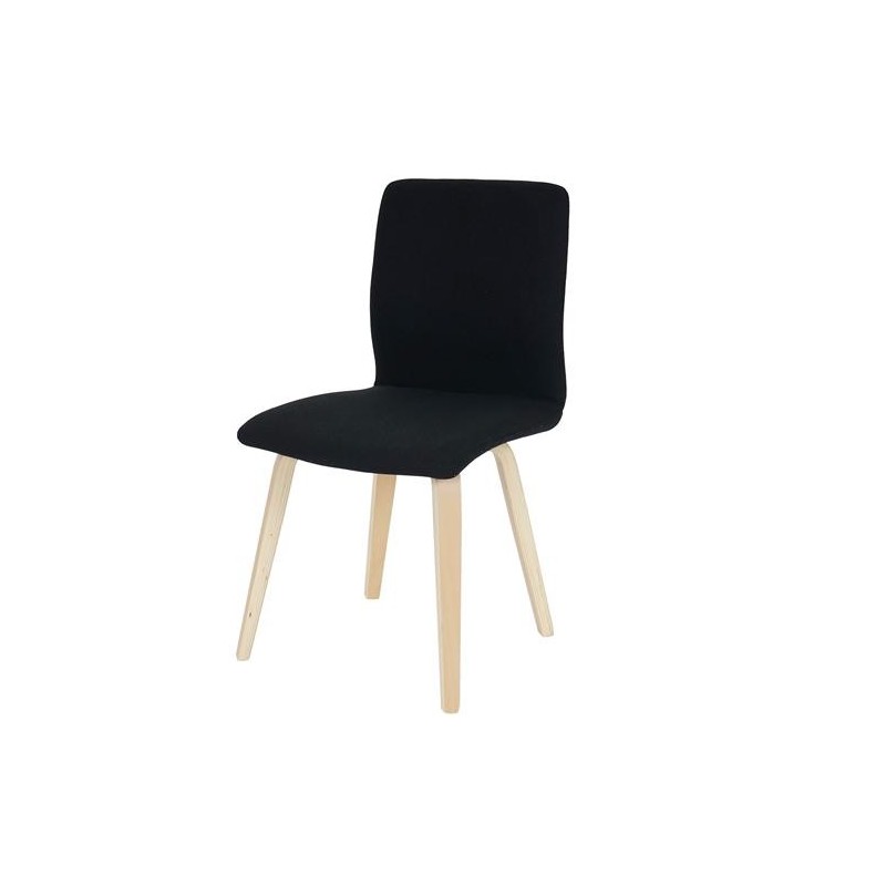 Lote 2 sillas confidente DUSTY, cuidado diseño con patas en madera de haya, en piel negra