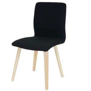 Lote 2 sillas confidente DUSTY, cuidado diseño con patas en madera de haya, en piel negra