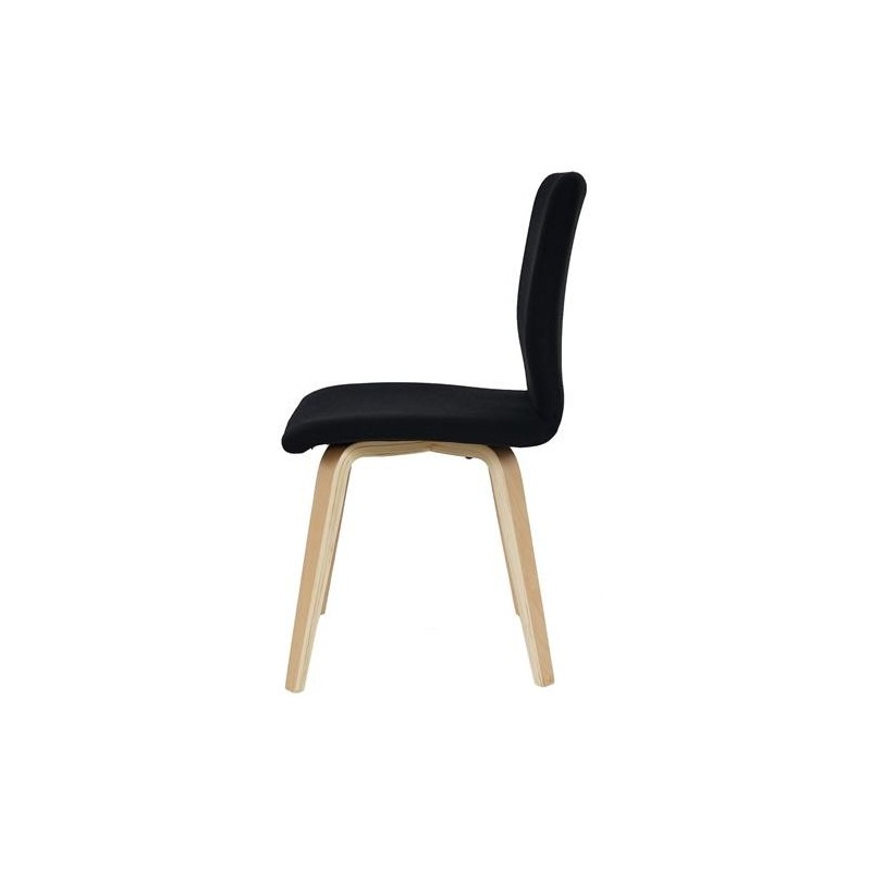 Lote 2 sillas confidente DUSTY, cuidado diseño con patas en madera de haya, en piel negra