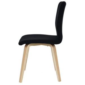 Lote 2 sillas confidente DUSTY, cuidado diseño con patas en madera de haya, en piel negra