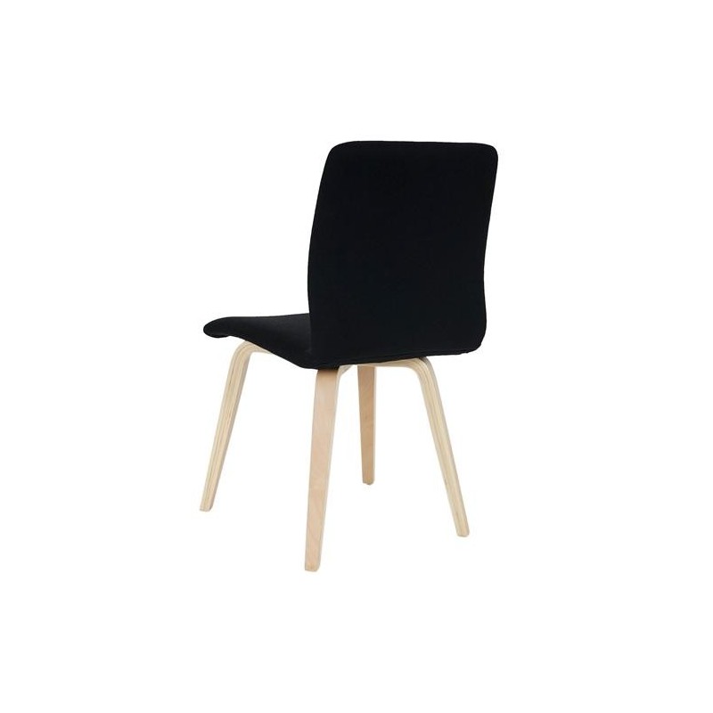 Lote 2 sillas confidente DUSTY, cuidado diseño con patas en madera de haya, en piel negra