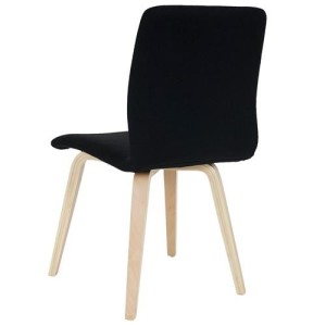 Lote 2 sillas confidente DUSTY, cuidado diseño con patas en madera de haya, en piel negra