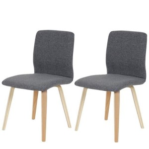 Lote 2 sillas confidente DUSTY, cuidado diseño con patas en madera de haya, en piel negra