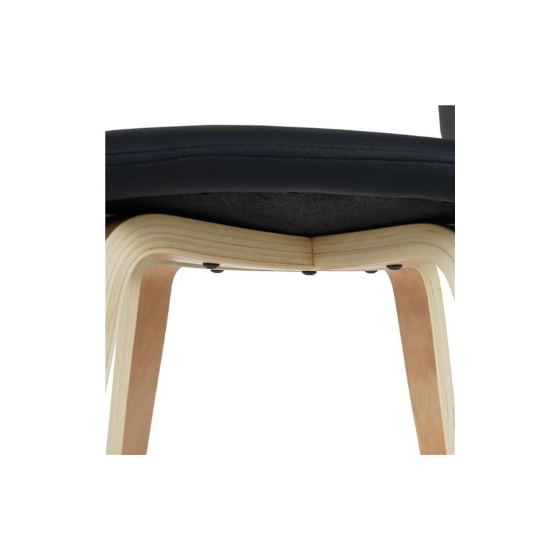 Lote 2 sillas confidente DUSTY, cuidado diseño con patas en madera de haya, en piel negra