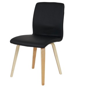 Lote 2 sillas confidente DUSTY, cuidado diseño con patas en madera de haya, en piel negra