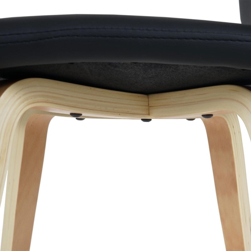 Lote 2 sillas confidente DUSTY, cuidado diseño con patas en madera de haya, en piel negra