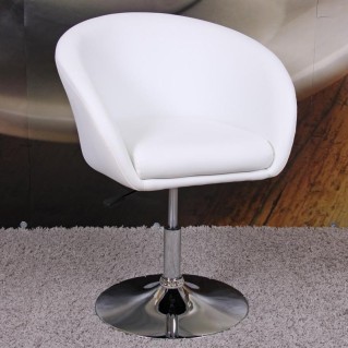 Sillón/taburete retro CLASSIC acolchado, en blanco 2