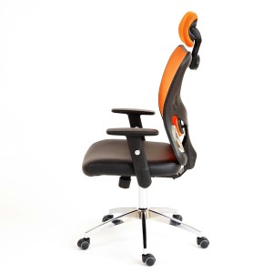 Silla Ergonómica ZELIA, soporte lumbar acolchado, base de metal, en negro