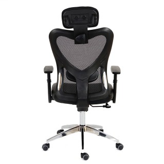 Silla Ergonómica ZELIA, soporte lumbar acolchado, base de metal, en negro 2