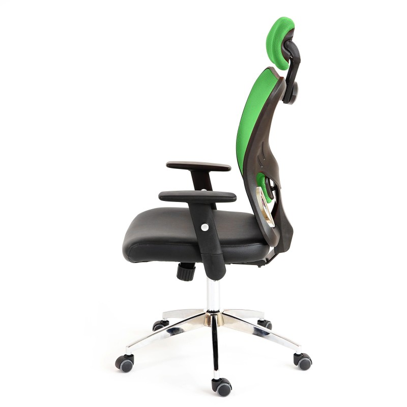 Silla Ergonómica ZELIA, soporte lumbar acolchado, base de metal, en negro