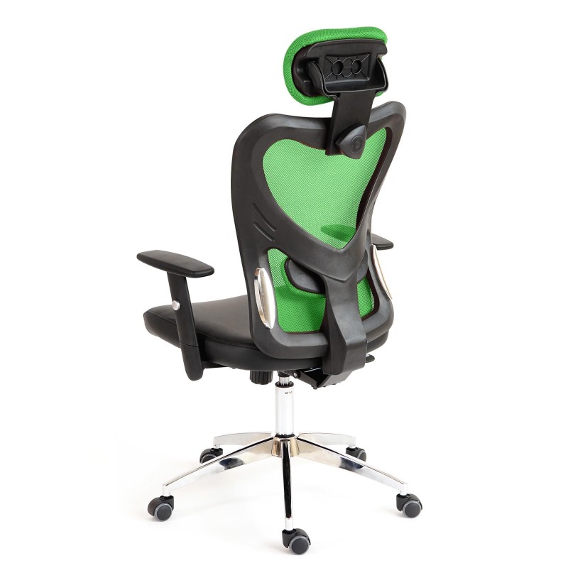 Silla Ergonómica ZELIA, soporte lumbar acolchado, base de metal, en negro