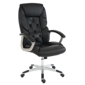 Sillón de oficina DIONE, máximo confort con grueso acolchado, en piel negra