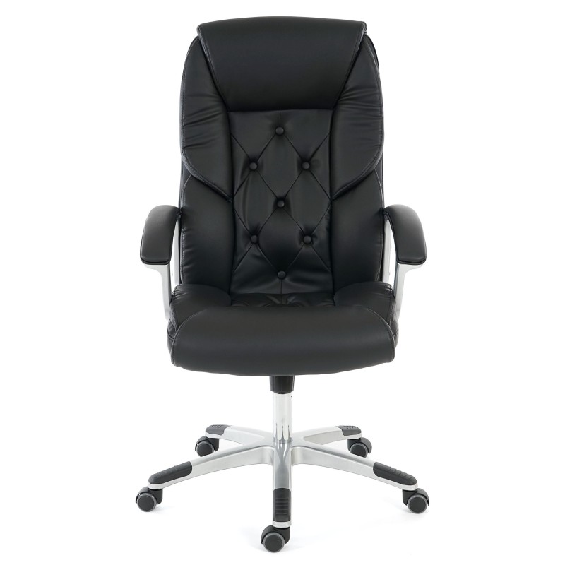 Sillón de oficina DIONE, máximo confort con grueso acolchado, en piel negra