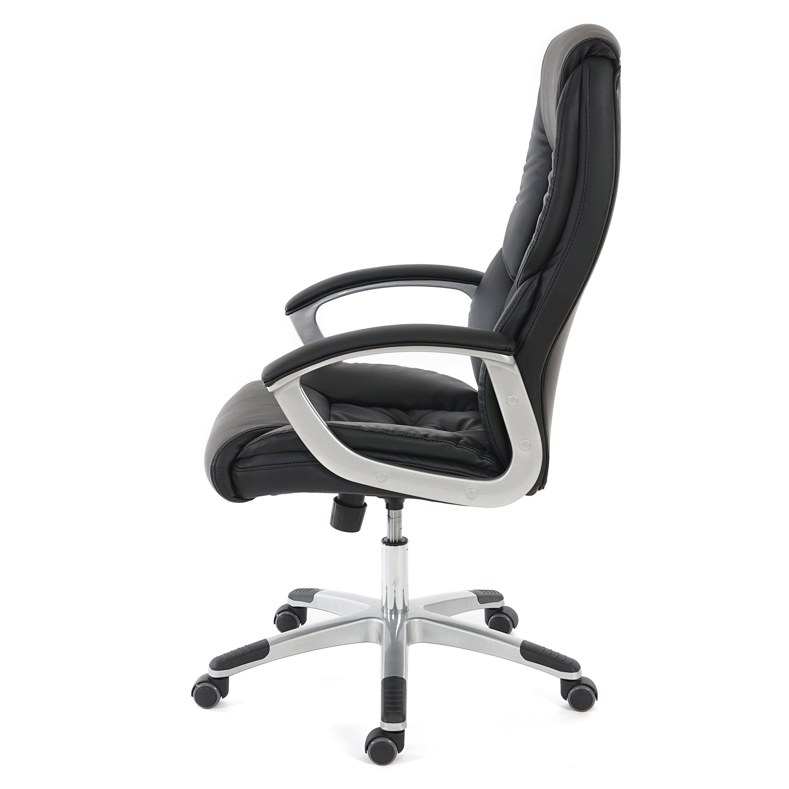 Sillón de Oficina DIONE, Elegante Diseño, Gran Acolchado, Resistente Hasta 150kg, en Piel Negra