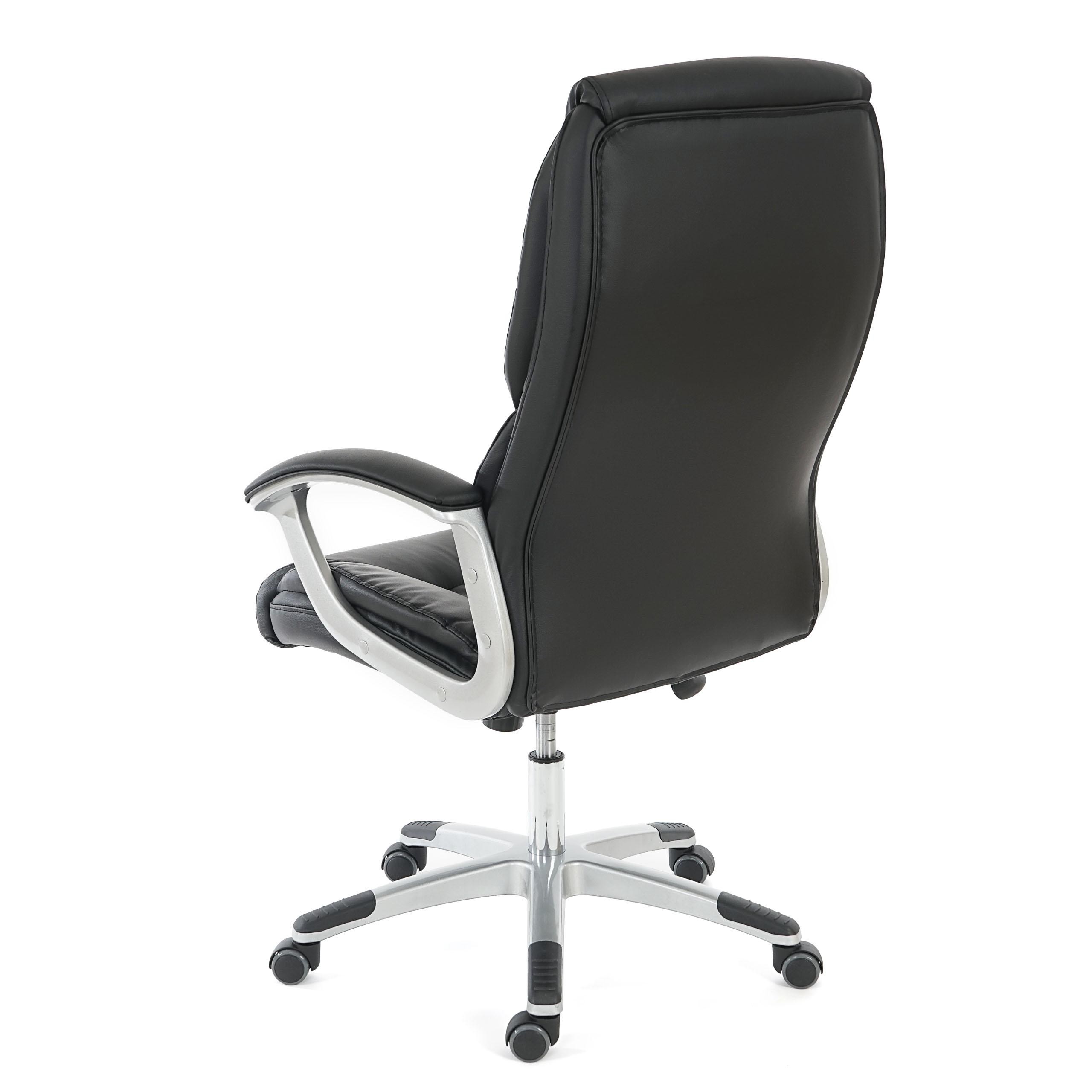 Sillón de Oficina DIONE, Elegante Diseño, Gran Acolchado, Resistente Hasta 150kg, en Piel Negra